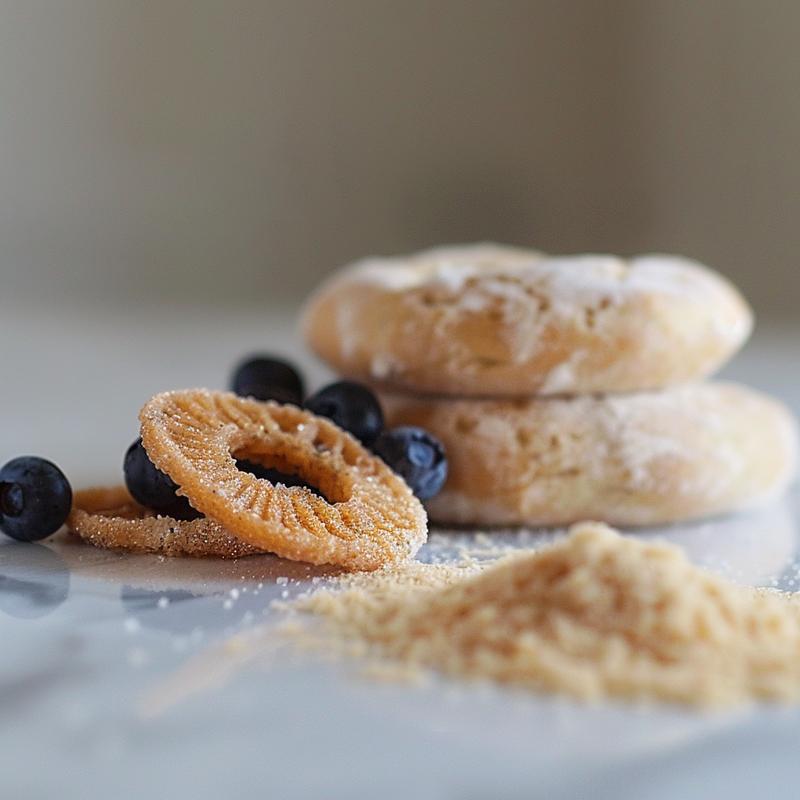Close-up of a blueberry bagel, showcasing its texture and visible ingredients.