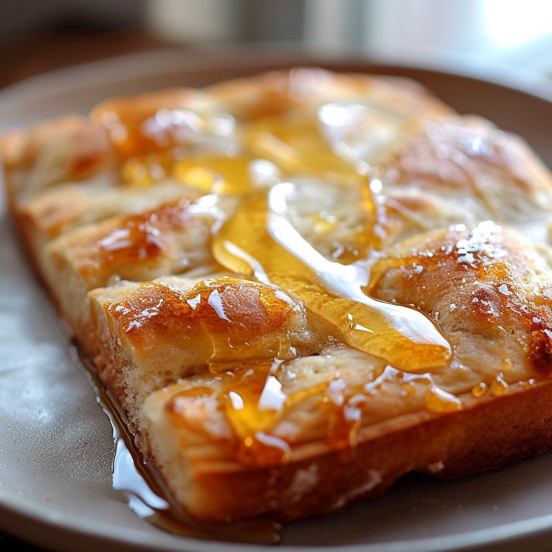 Close-up of Greek yogurt bread on a light grey plate.