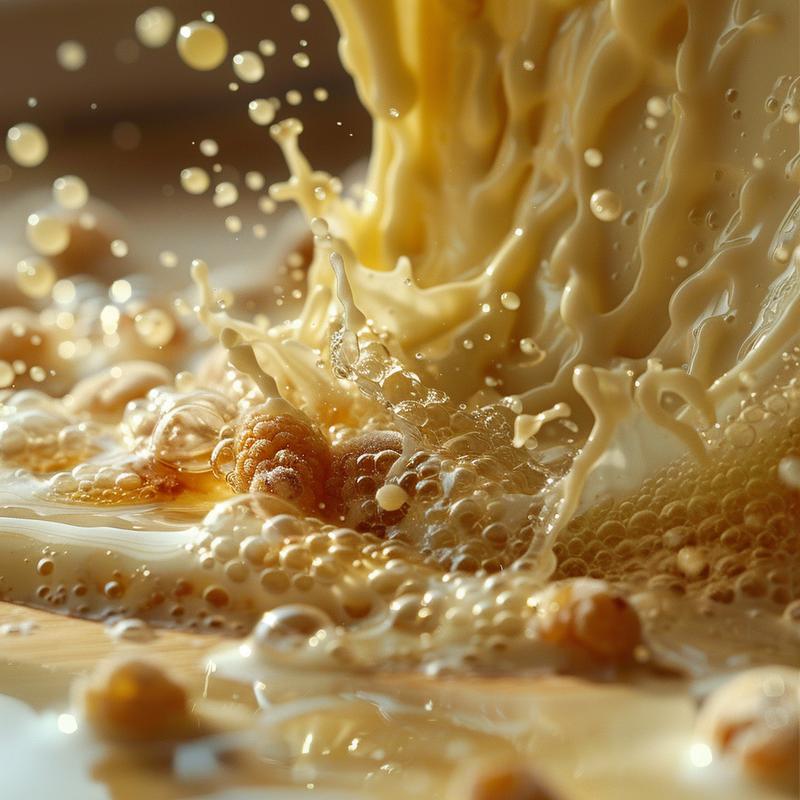 Extreme close-up of a creamy Greek yogurt smoothie.