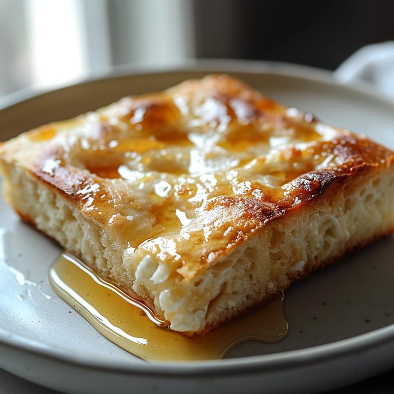 Close-up of Greek yogurt bread on a light grey plate.